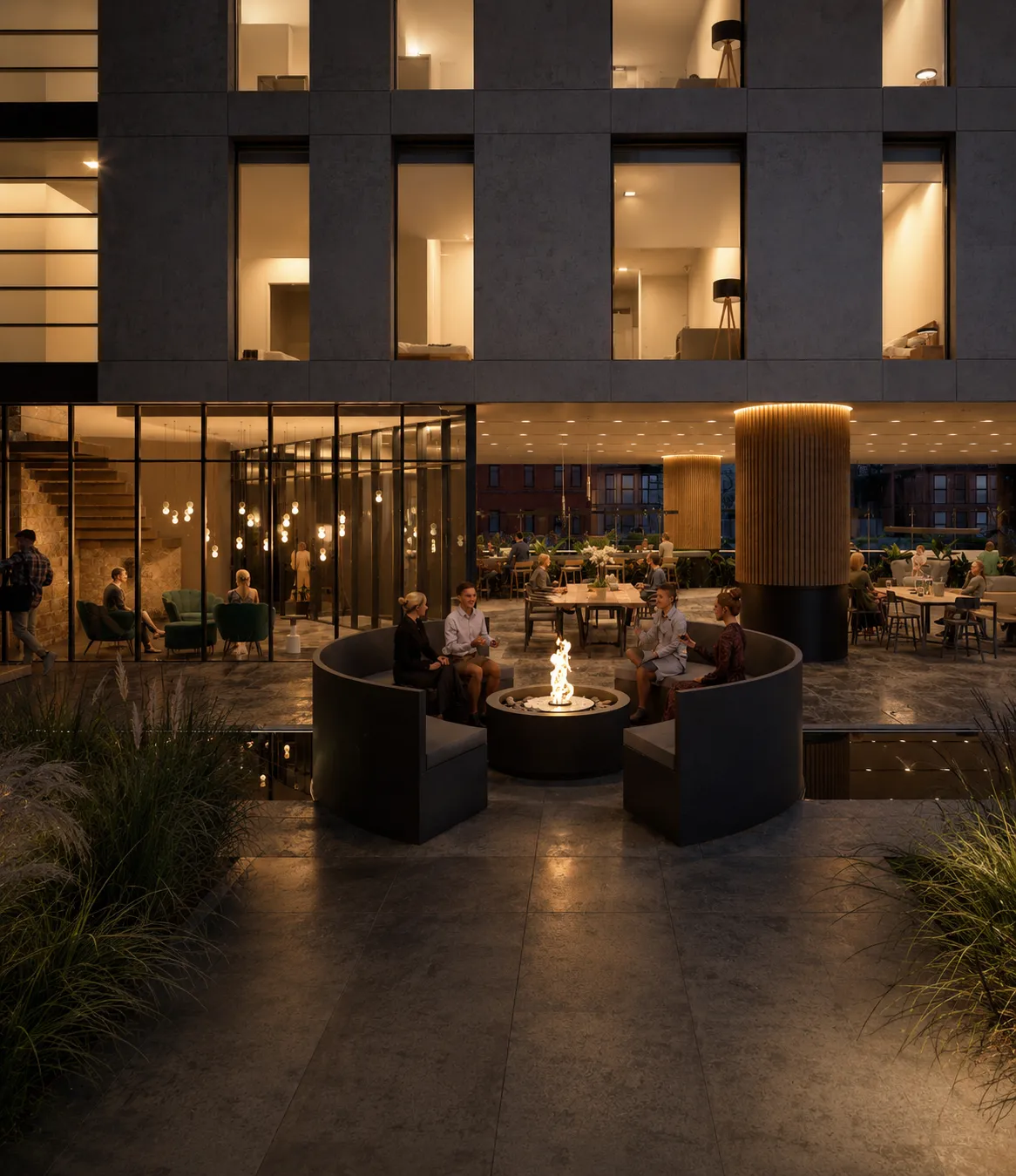 Terraza con fire pit de Alure Del Valle