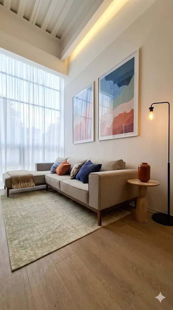 Sala de estar en un departamento Alure Del Valle
